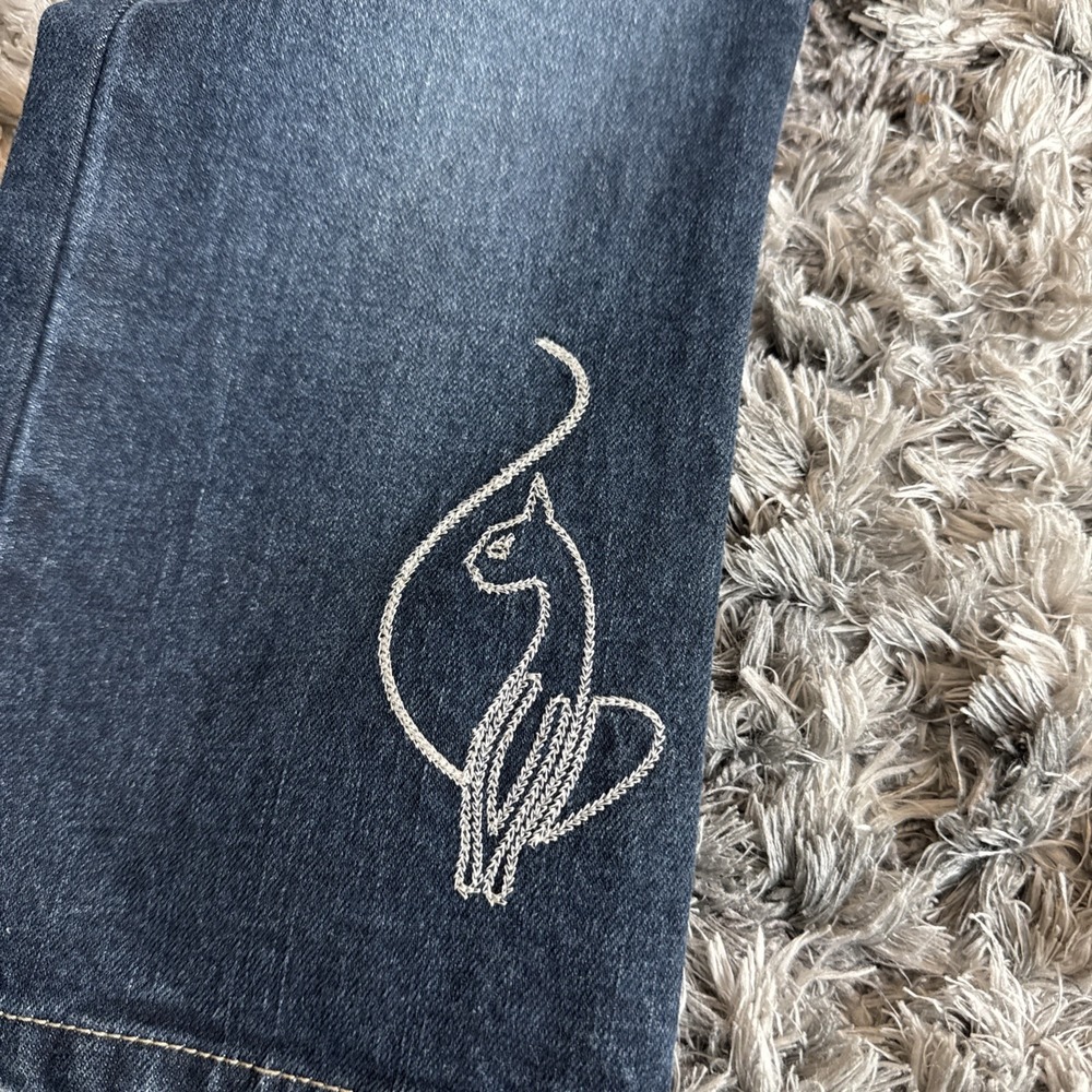 Vintage YOUTH Girls Size 12 Baby Phat Y2K Embroidered Blue Denim Jeans 90's HTF - Picture 6 of 8